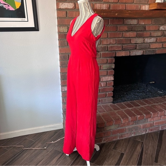 By the way. x Revolve Carmela V-Neck Wide Leg Jumpsuit in Red Sz S - Picture 5 of 10